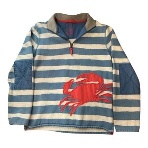 Mini Boden Striped Pullover with Red Crab Design Size 11-12 years
